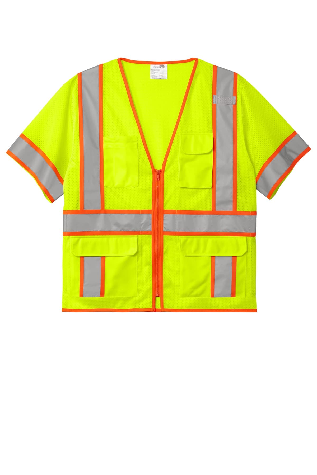 CornerStone ® ANSI 107 Class 3 Surveyor Mesh Zippered Two-Tone Short Sleeve Vest