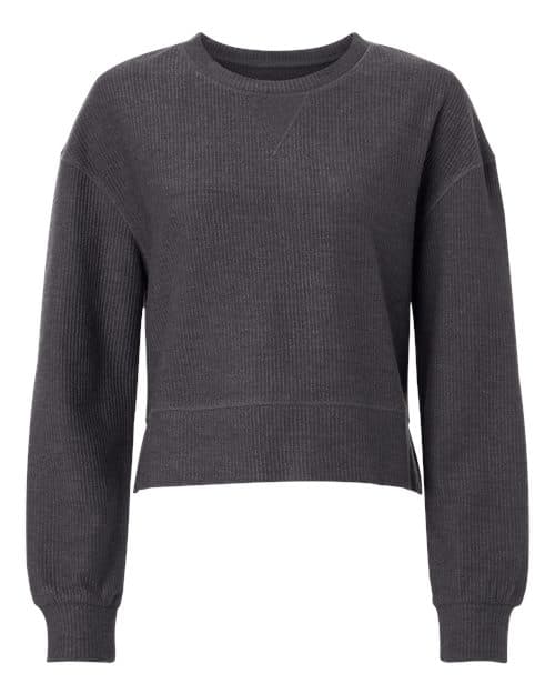 Women's Rib Knit Corded Boxy Crewneck Sweatshirt