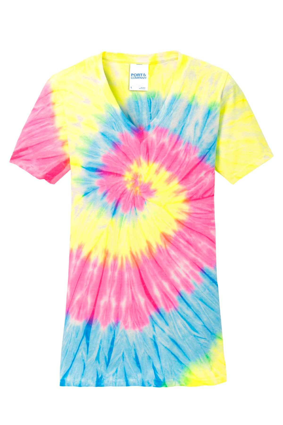 Port & Co® Women's Tie-Dye V-Neck Tee