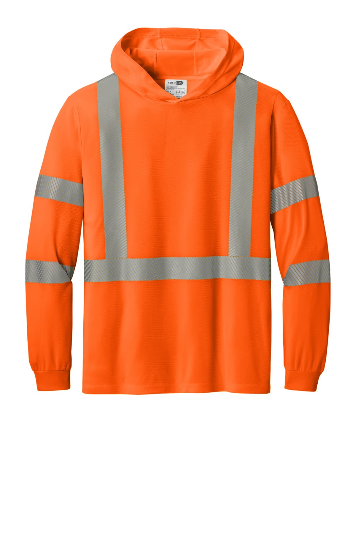 CornerStone® ANSI 107 Class 3 Long Sleeve Segmented Tape Hooded Tee