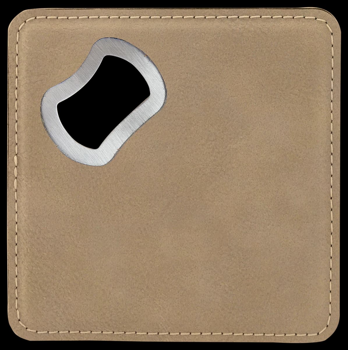 Personalized 4" x 4" Square Laser Engravable Leatherette Bottle Opener Coaster