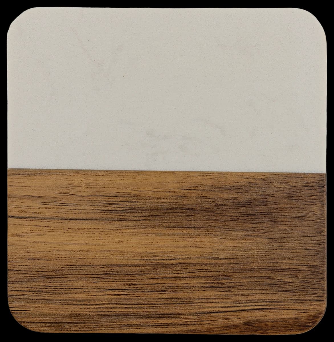 Personalized 4" x 4" Acacia with Marble Accent Square Coaster