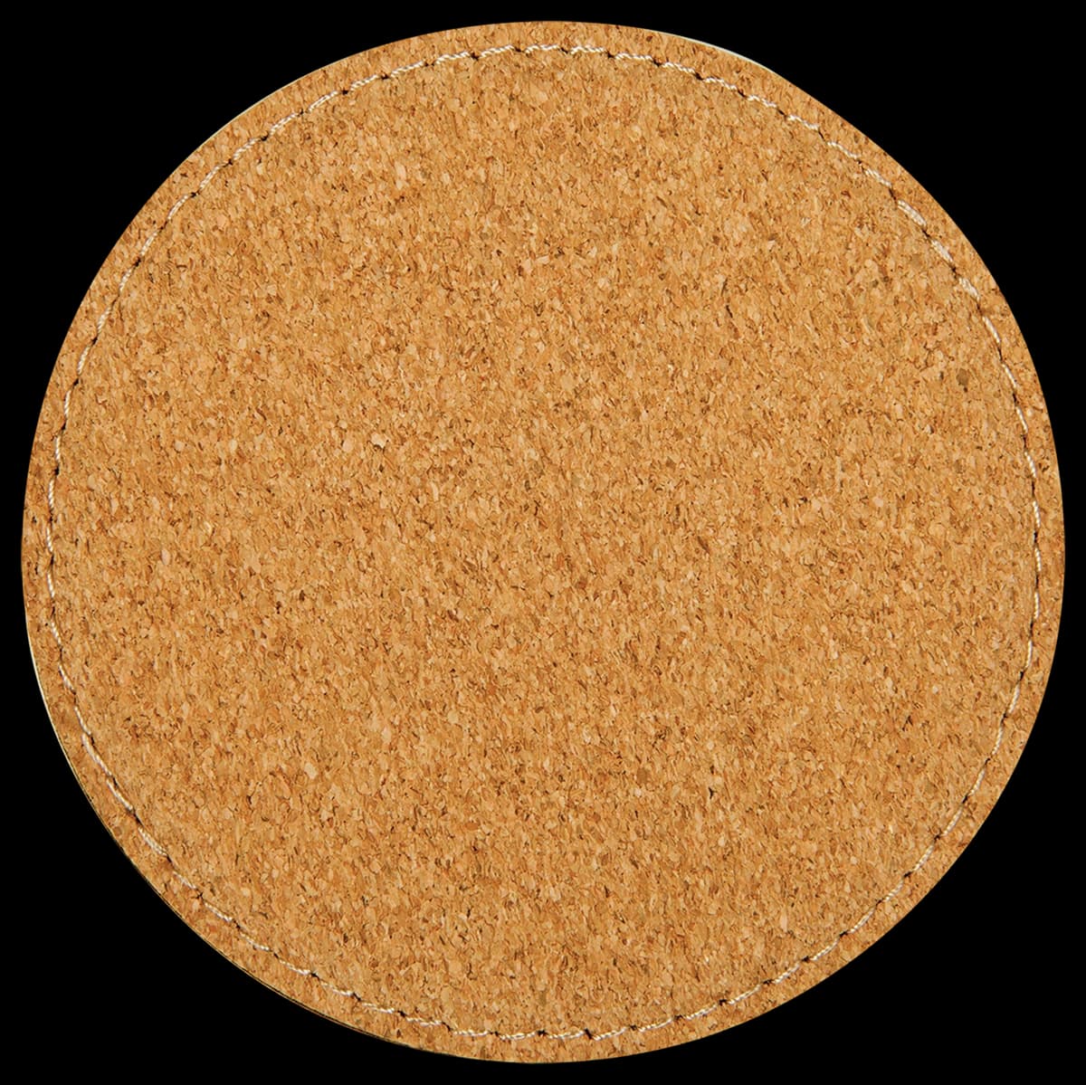 Personalized 4" Round Cork Coaster with Stitching