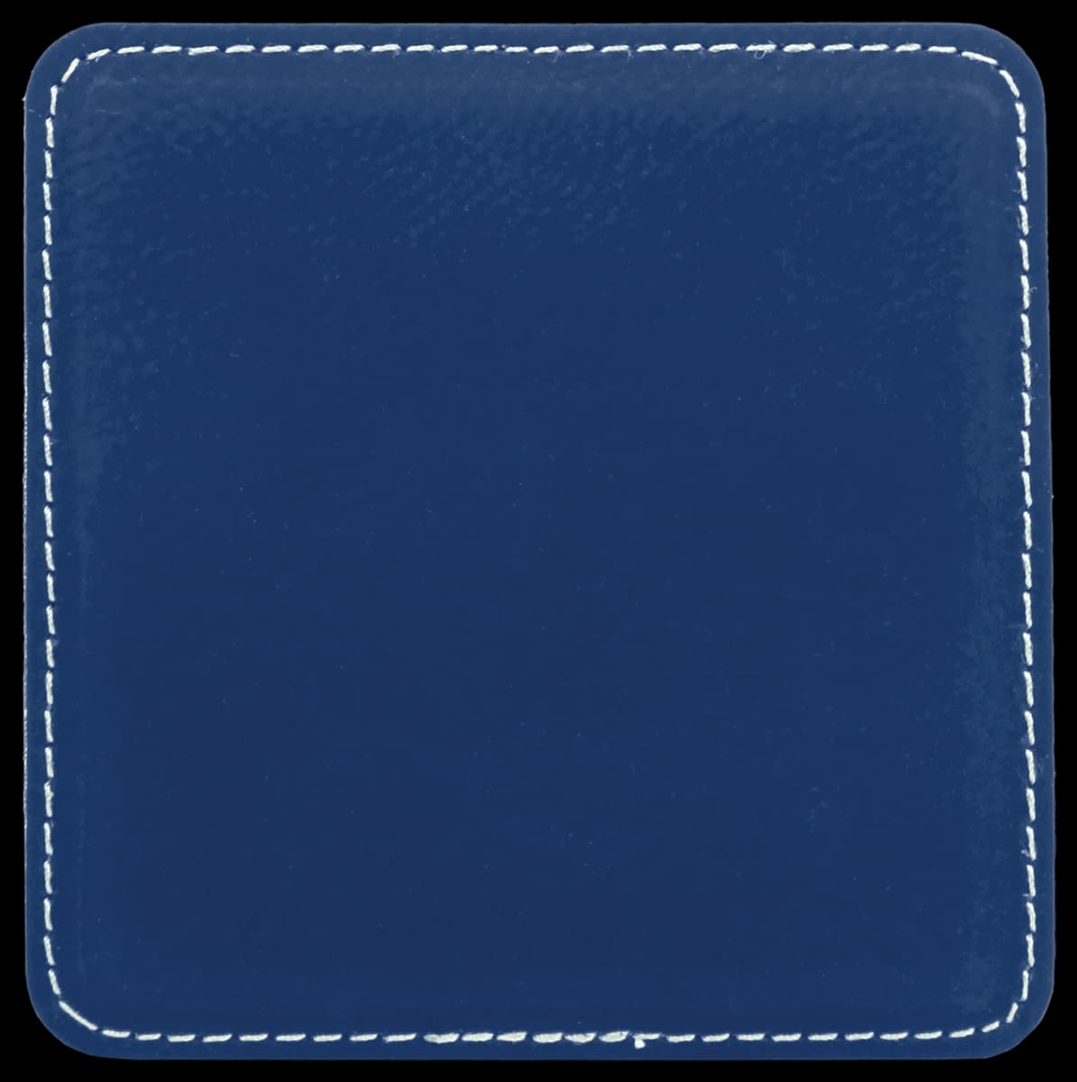 Personalized 4" x 4" Square Blue/Silver Laser Engravable Leatherette Coaster with Silver Edge