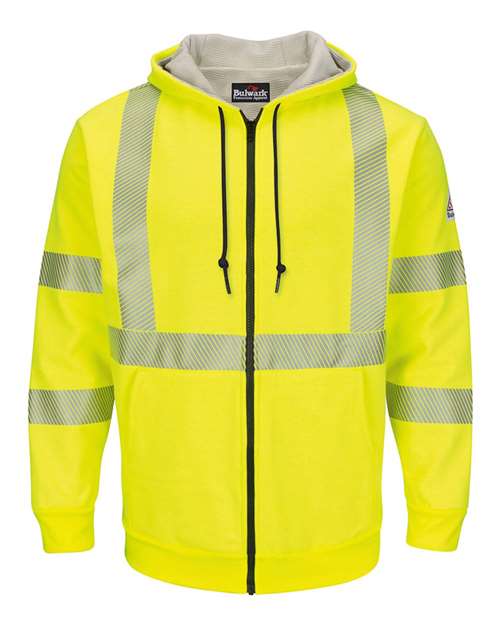 Men's Tall Hi-Visibility Zip-Front Hooded Fleece Sweatshirt with Waffle Lining