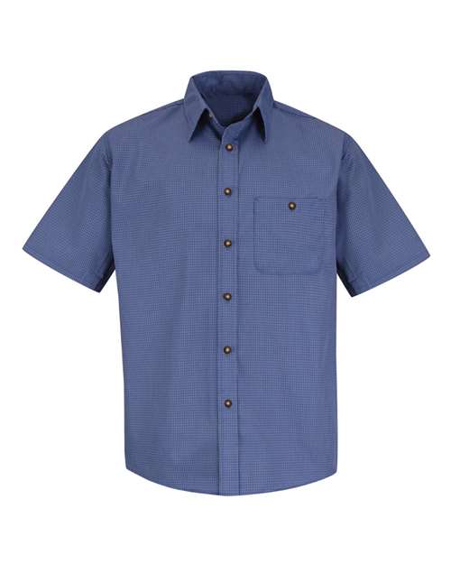 Men's Tall Mini-Plaid Uniform Short Sleeve Shirt